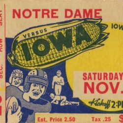 1939 Notre Dame vs. Iowa Football Ticket Stub Art 